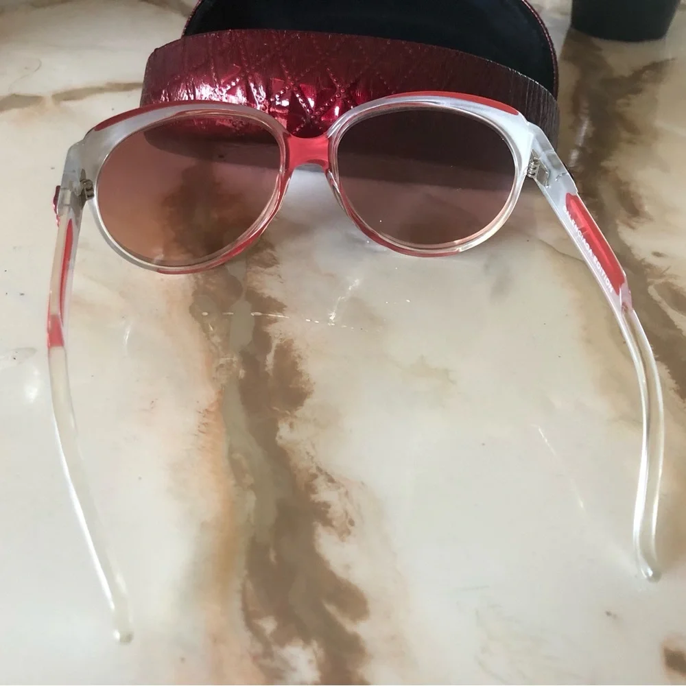 Corinne McCormick, burgundy and silver sunglasses with burgundy sunglasses case - Picture 3 of 9